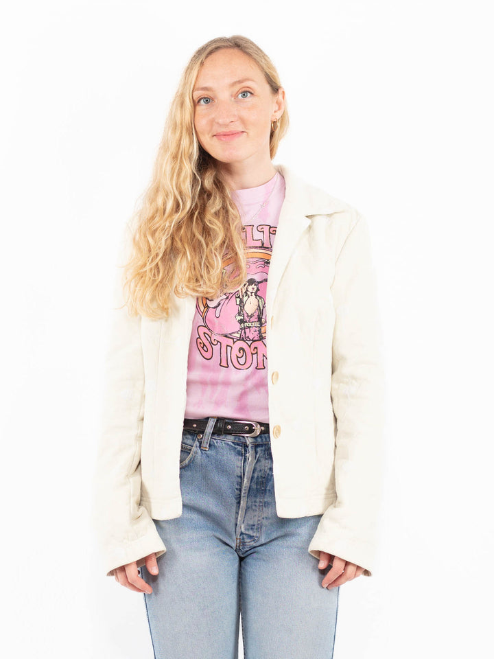 Vintage 00's Women Suede Sherpa Jacket in WhiteA0550