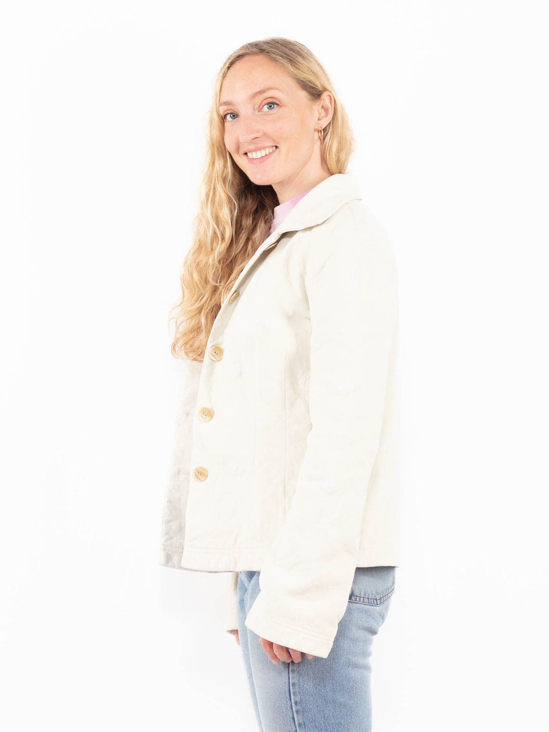 Vintage 00's Women Suede Sherpa Jacket in WhiteA0550