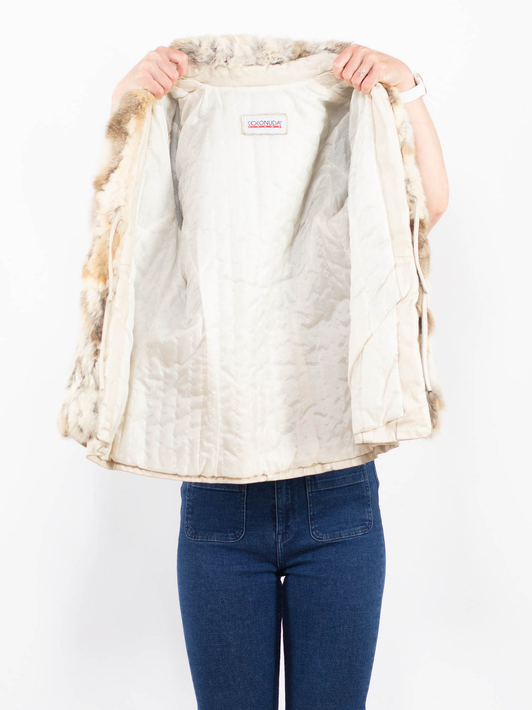 Vintage 90's Women Leather Jacket in WhiteA0345