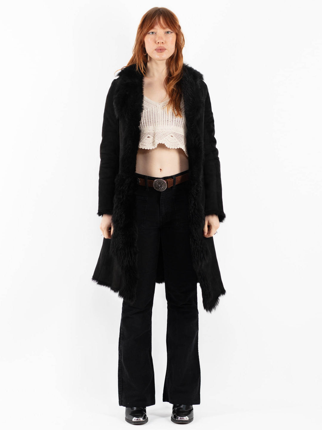 Vintage 00's Women Sheepskin in BlackV9742