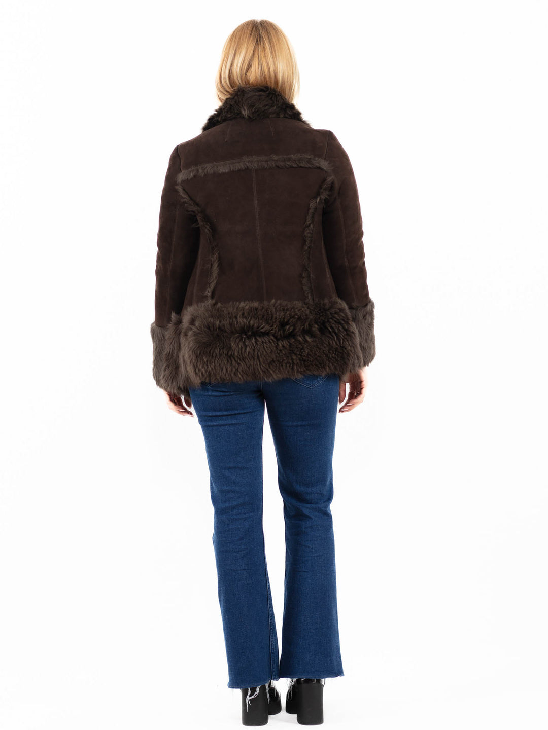 Vintage 00's Women Sheepskin Shearling Coat in BrownA0127