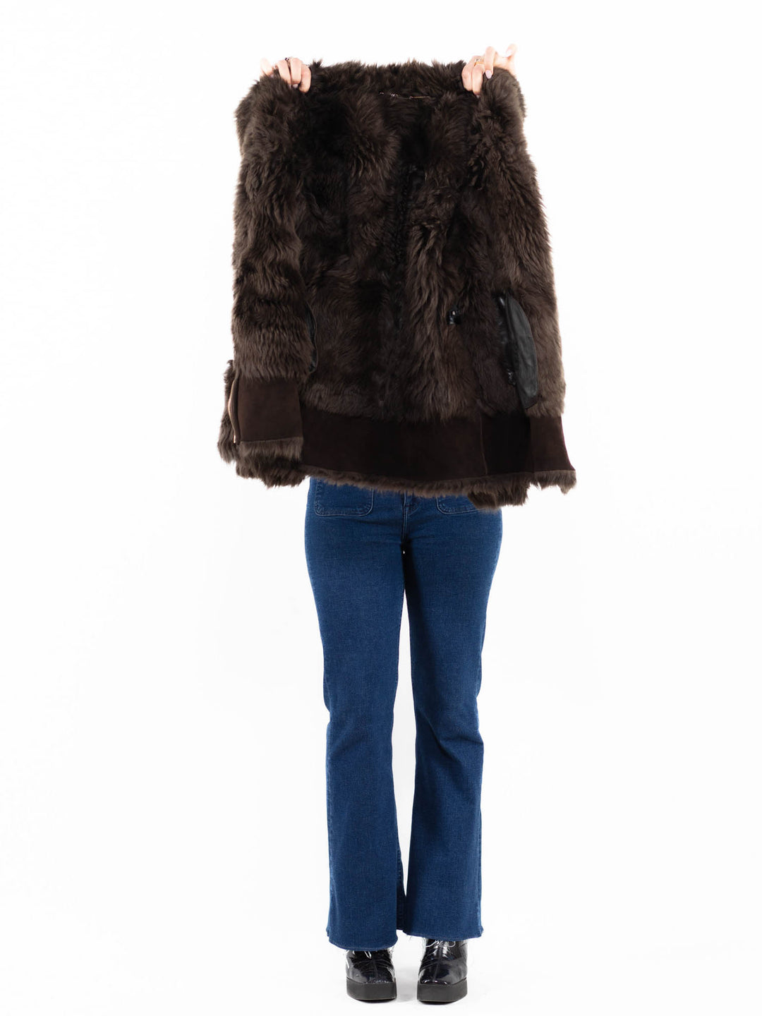 Vintage 00's Women Sheepskin Shearling Coat in BrownA0127