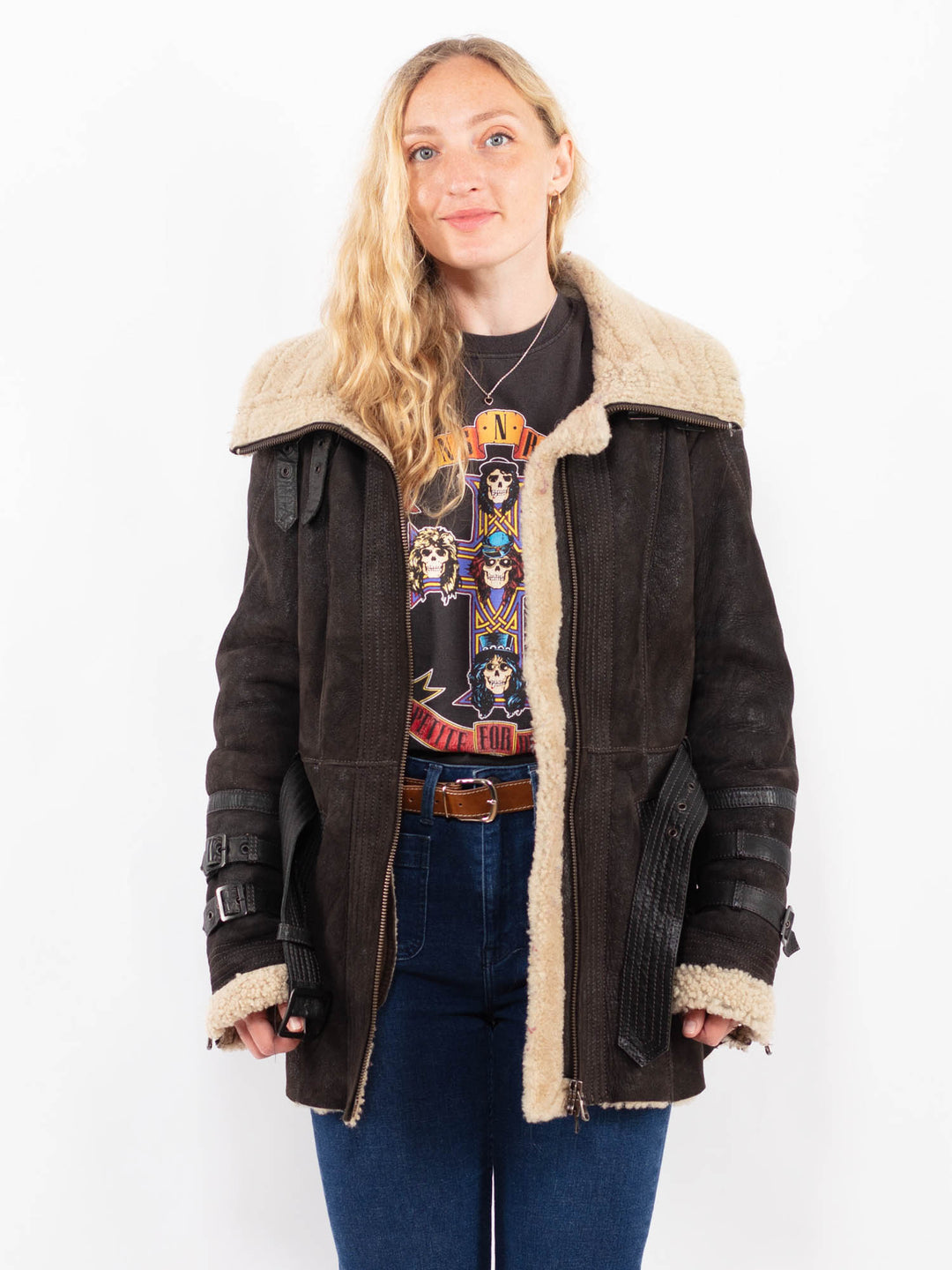 Vintage 00's Women Sheepskin in BrownA0447