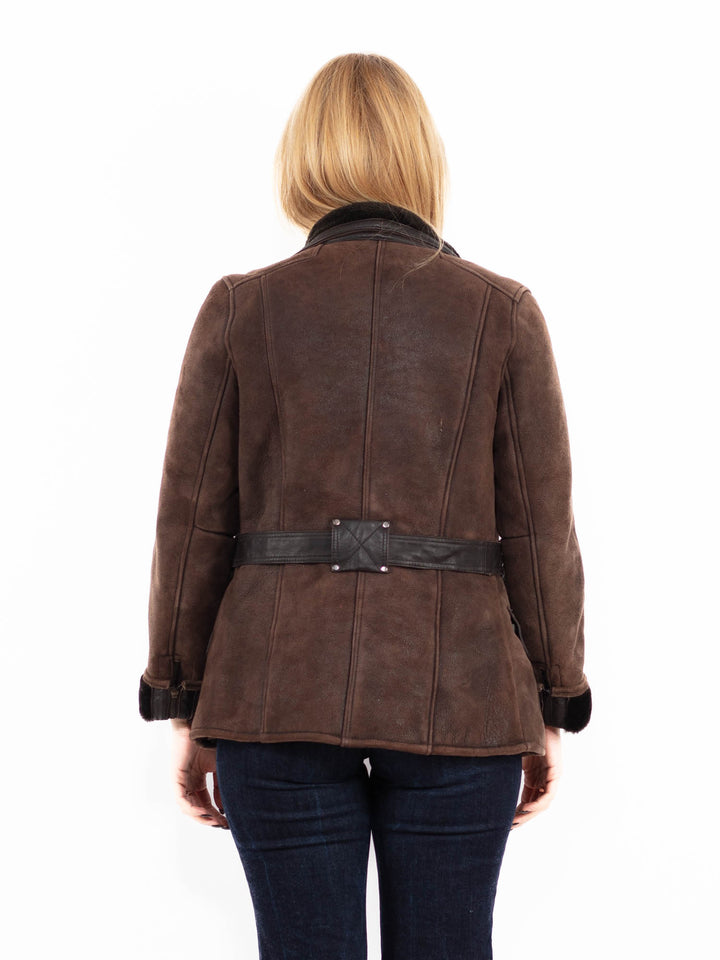 Vintage 00's Women Sheepskin Jacket in Brown