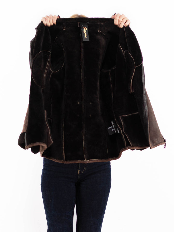 Vintage 00's Women Sheepskin Jacket in Brown