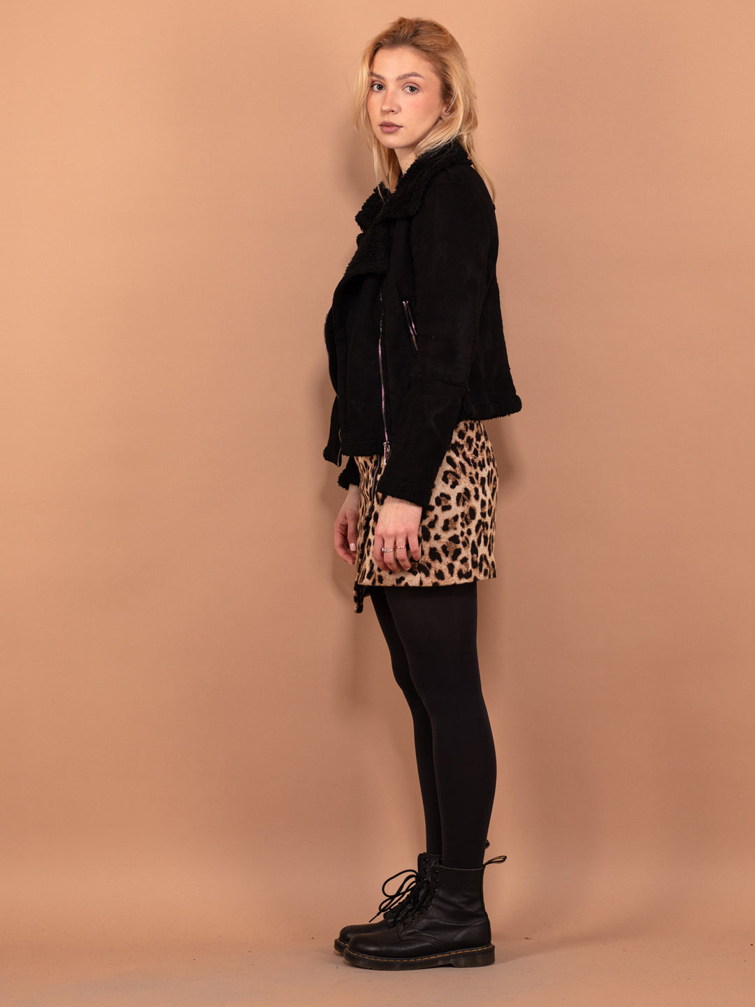 Vintage 00's Women Sherpa Bomber Jacket in Black - NorthernGrip