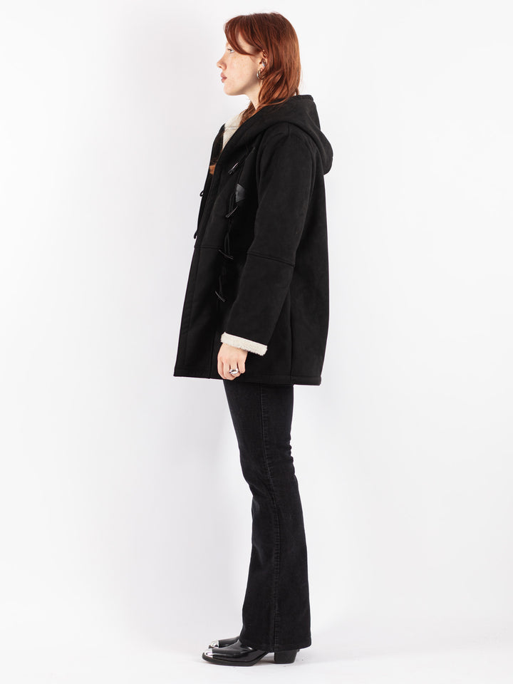 Vintage 00's Women Sherpa Coat in Black