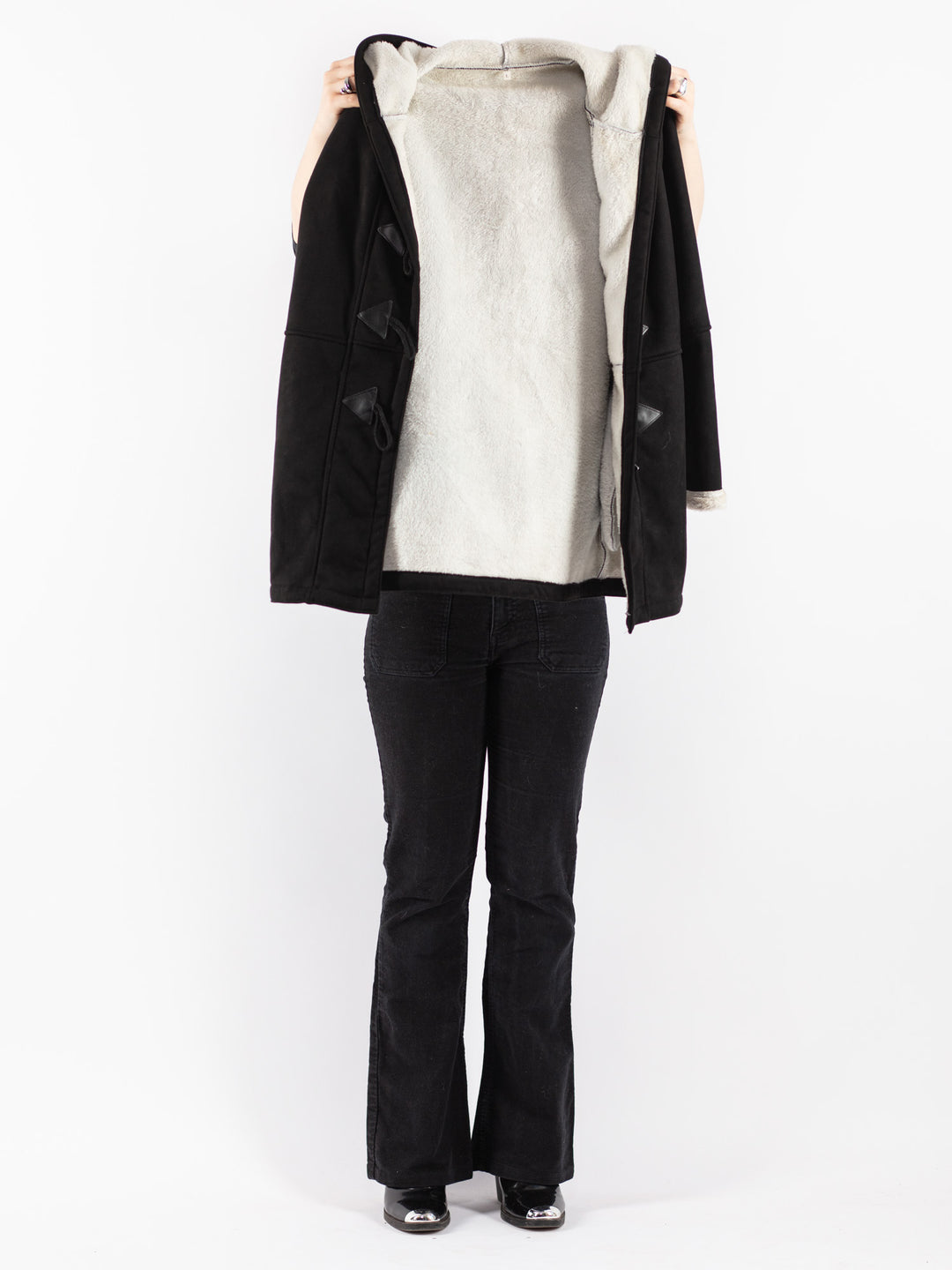 Vintage 00's Women Sherpa Coat in Black