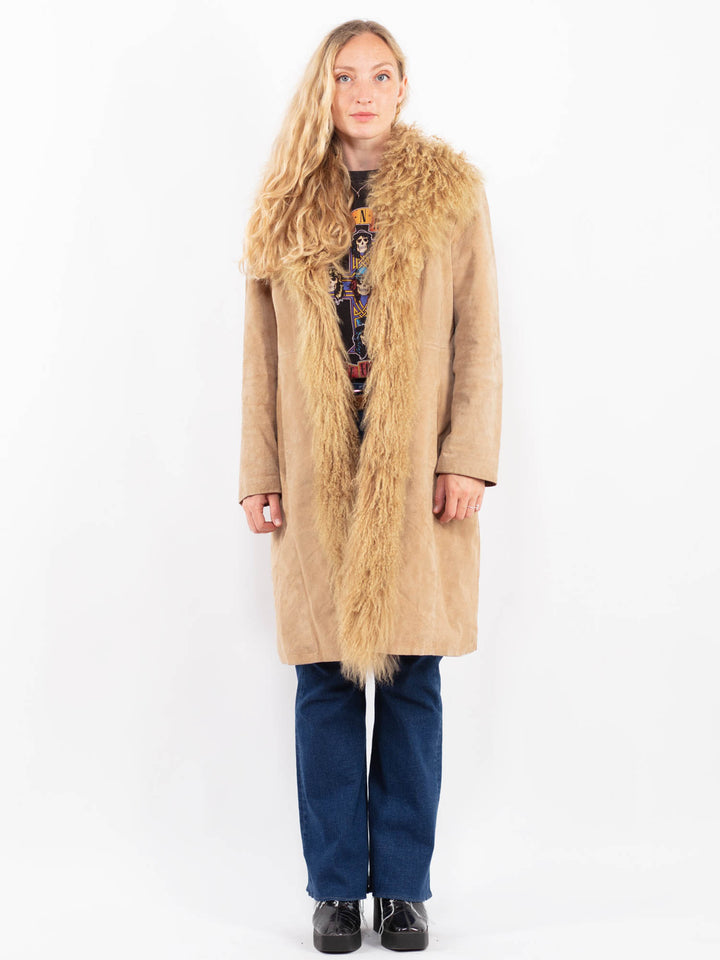 Vintage 00's Women Suede Coat in BeigeA0429