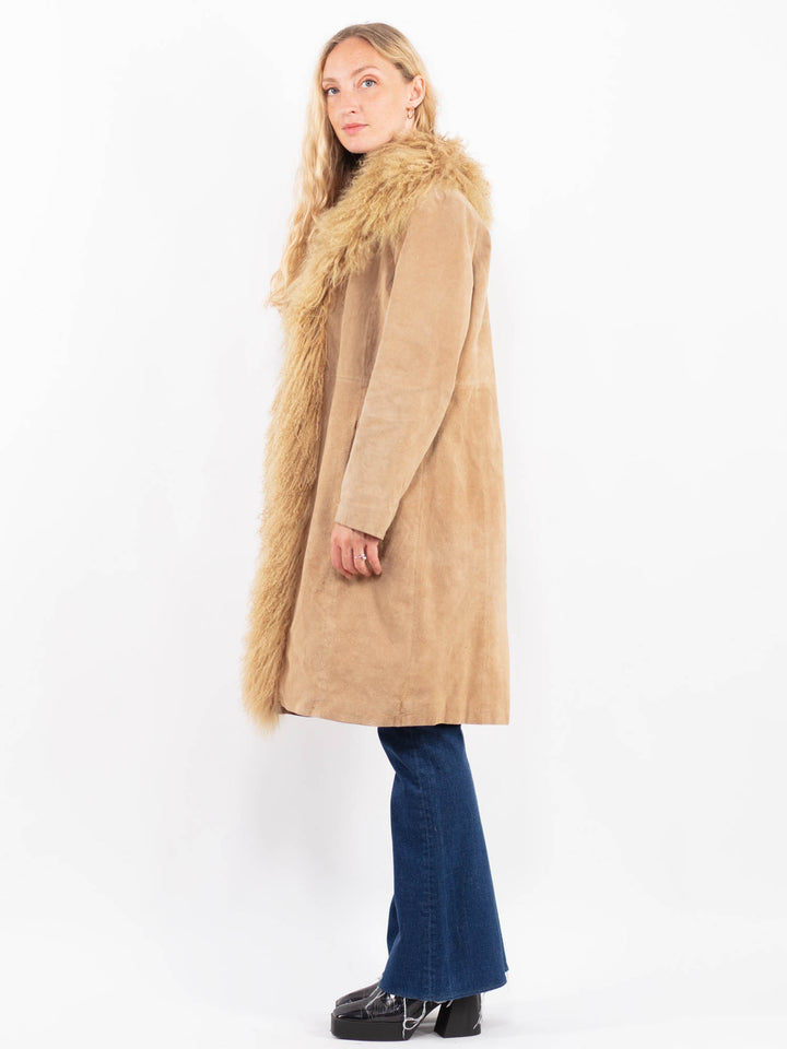 Vintage 00's Women Suede Coat in BeigeA0429