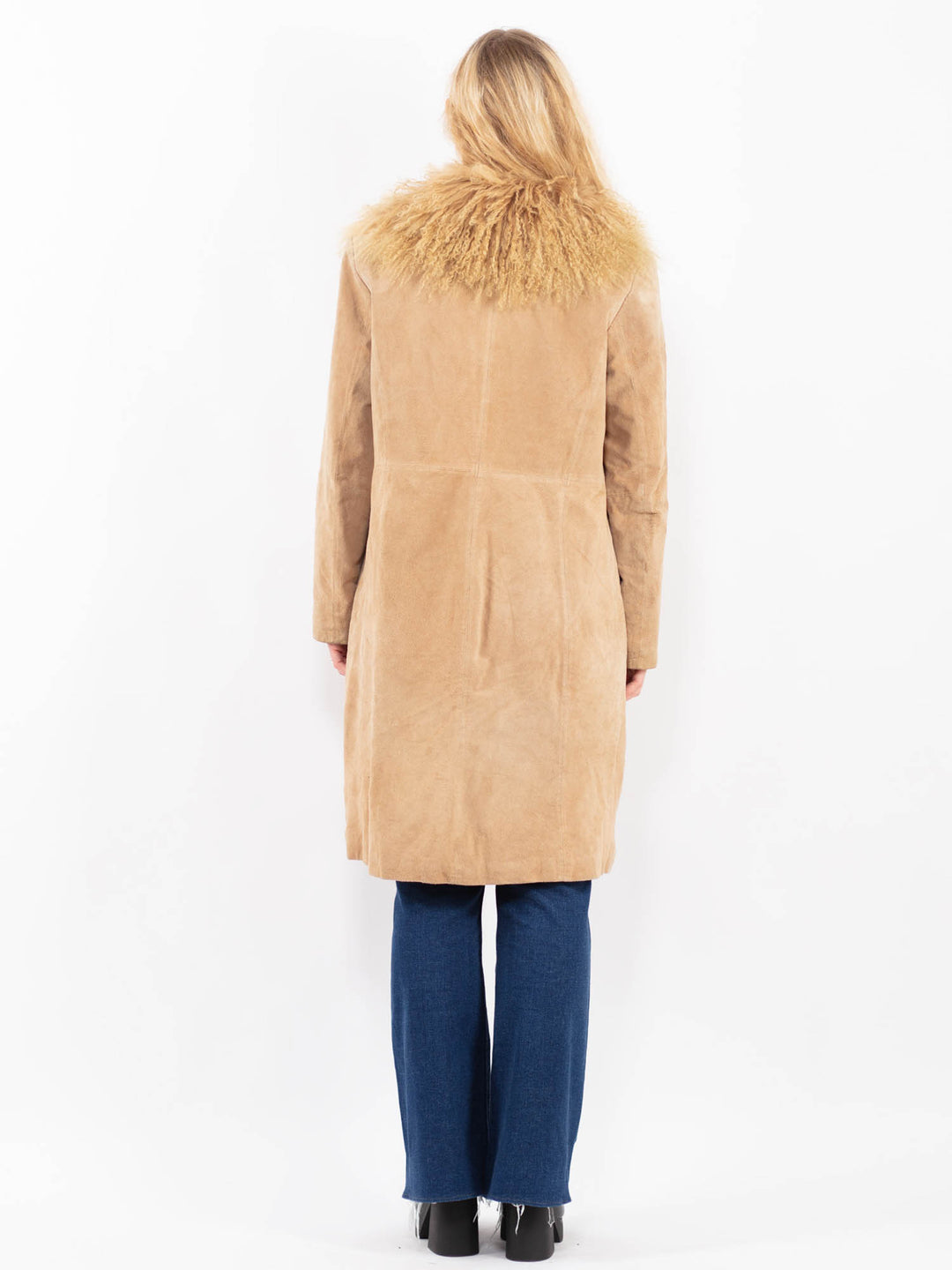 Vintage 00's Women Suede Coat in BeigeA0429