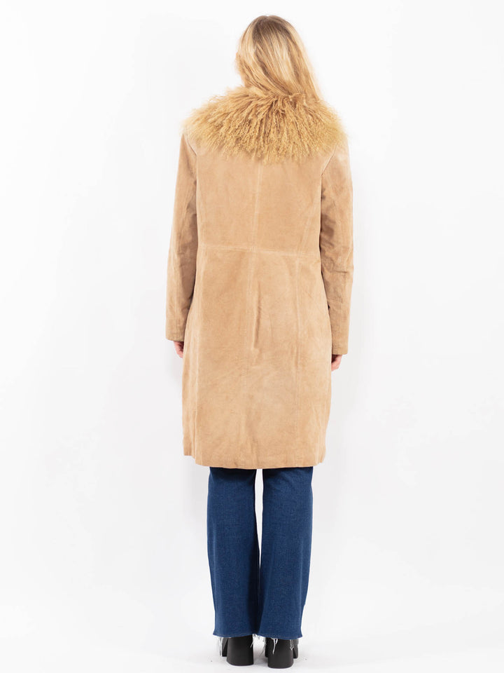 Vintage 00's Women Suede Coat in BeigeA0429