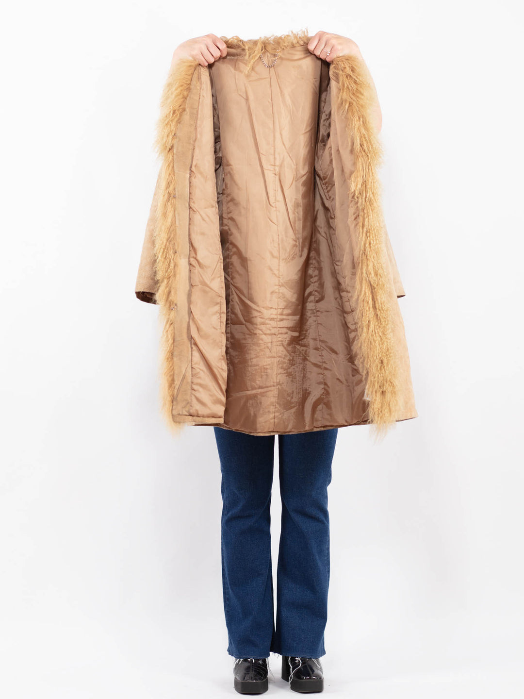 Vintage 00's Women Suede Coat in BeigeA0429