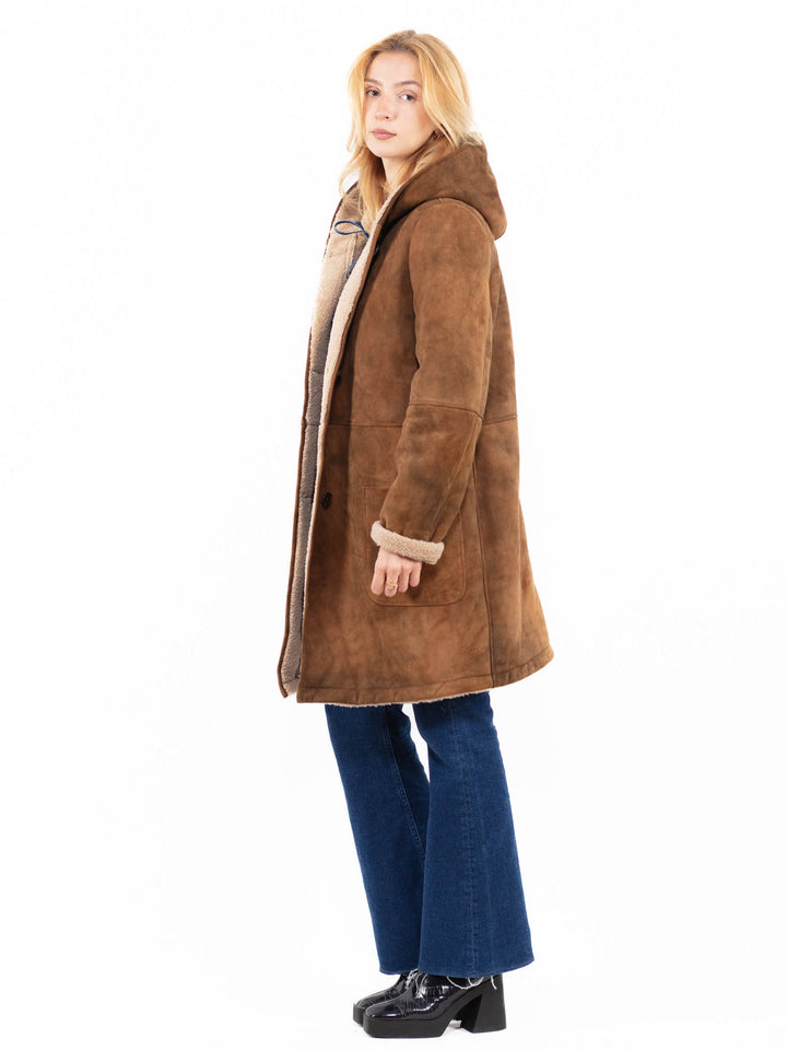 Vintage 00's Women Suede Sherpa Coat in BrownA0065