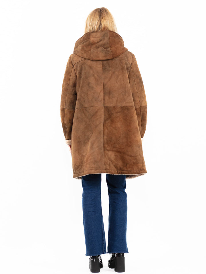 Vintage 00's Women Suede Sherpa Coat in BrownA0065