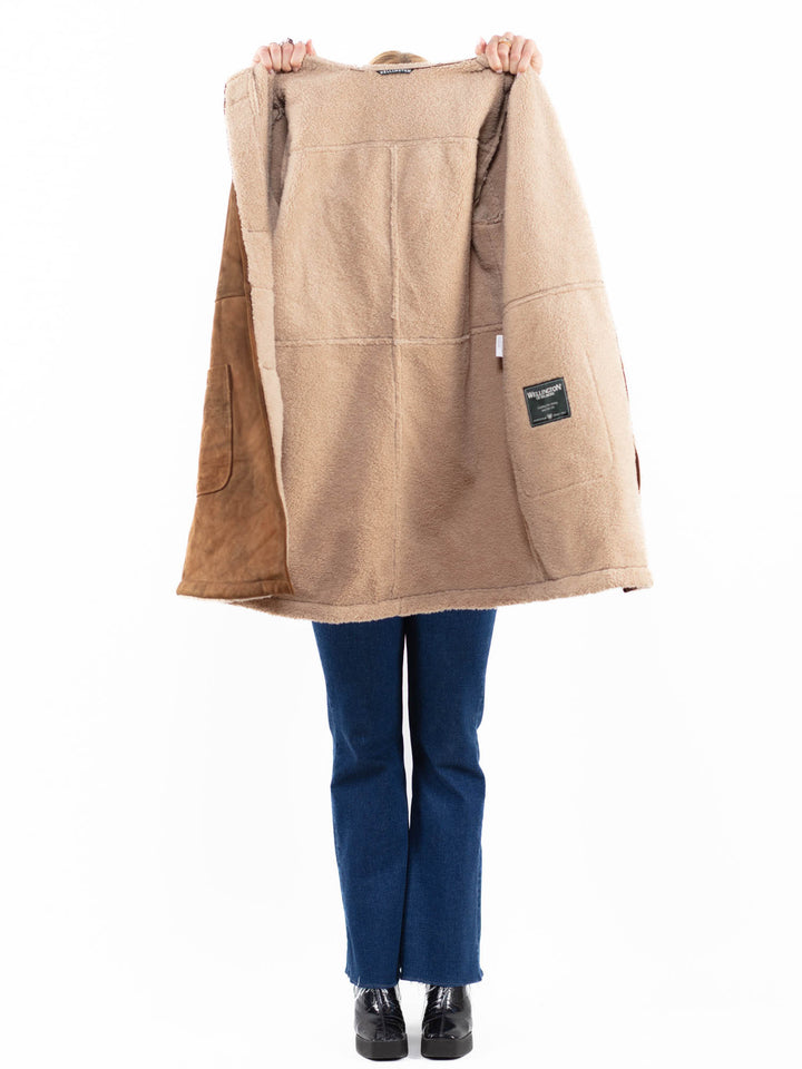 Vintage 00's Women Suede Sherpa Coat in BrownA0065