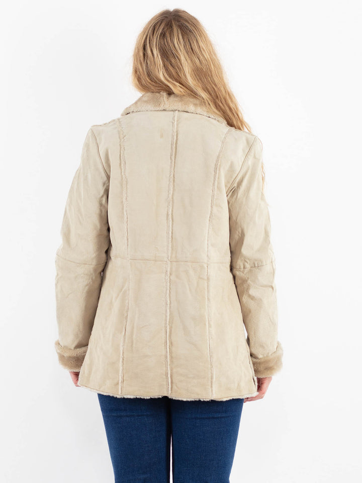 Vintage 00's Women Suede Sherpa Coat in BeigeV9900