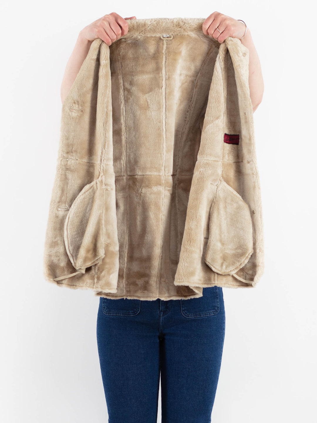 Vintage 00's Women Suede Sherpa Coat in BeigeV9900
