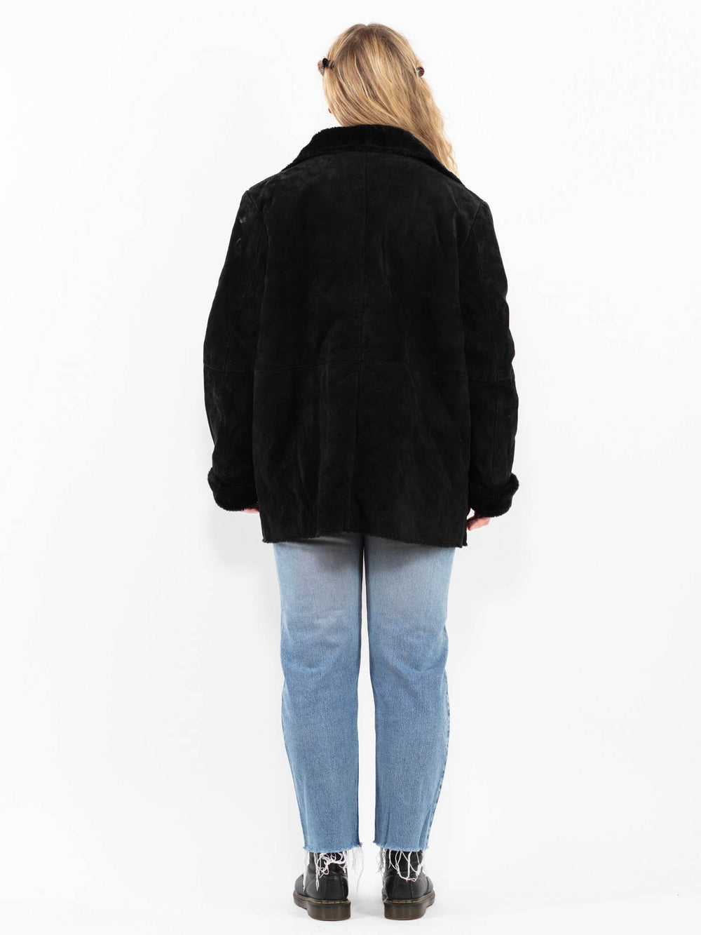 Vintage 00's Women Suede Sherpa Coat in BlackA0333