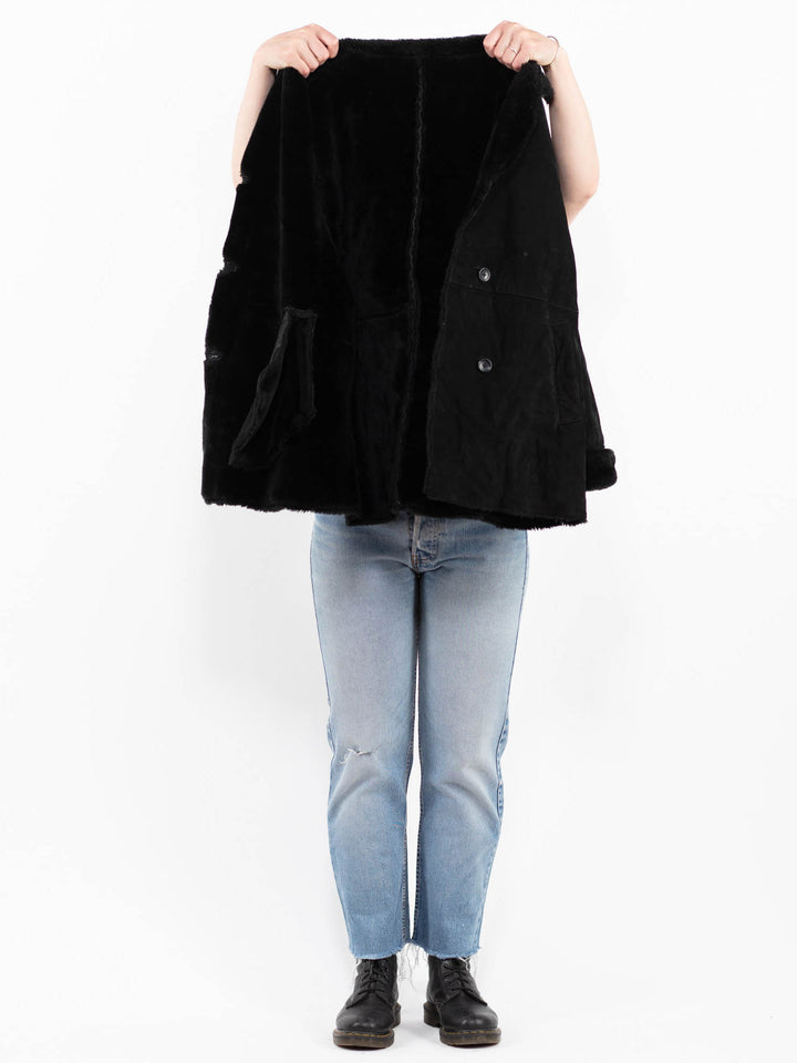 Vintage 00's Women Suede Sherpa Coat in BlackA0333