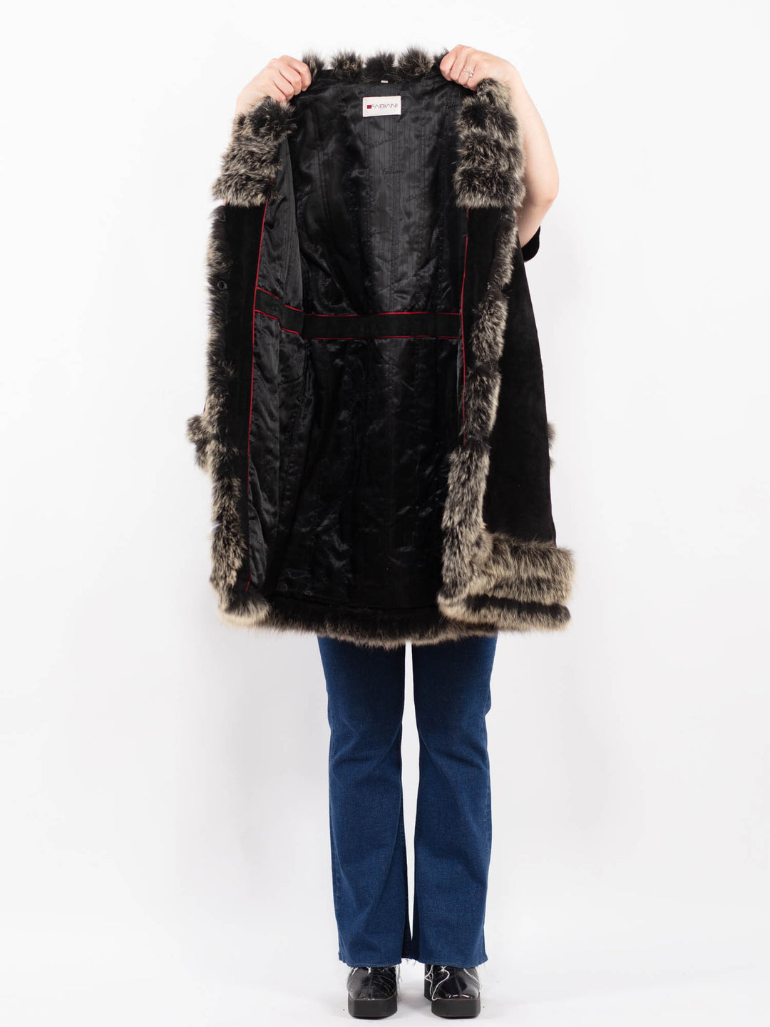 Vintage 00's Women Suede Sherpa Coat in BlackA0473