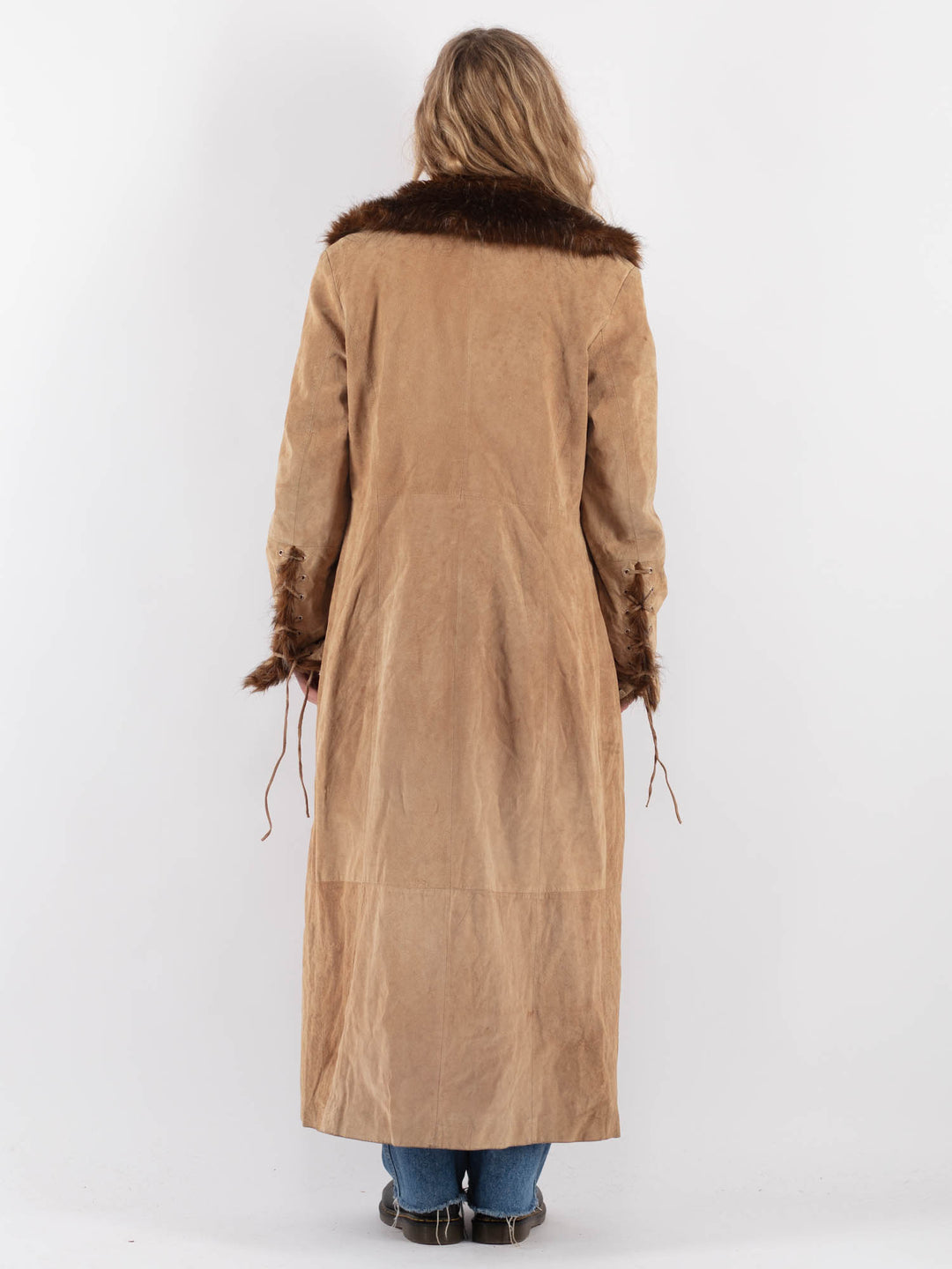 Vintage 00's Women Suede Sherpa Coat in BeigeV9312