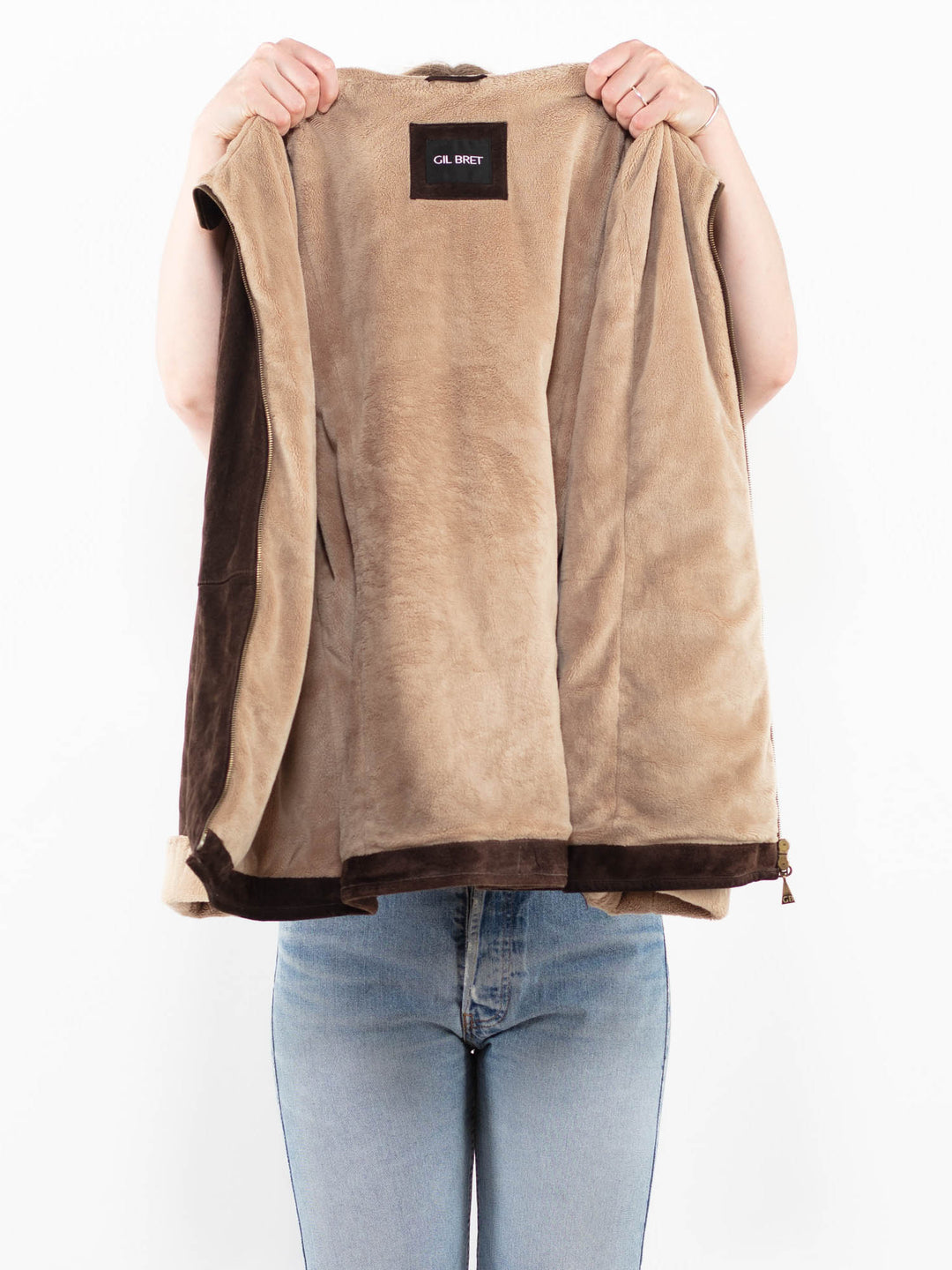 Vintage 00's Women Suede Sherpa Jacket in BrownA0268