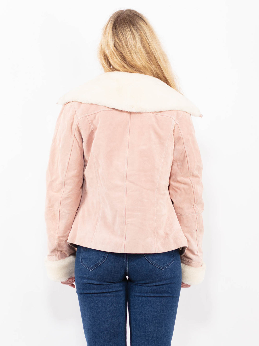 Vintage 00's Women Suede Sherpa Jacket in PinkA0402