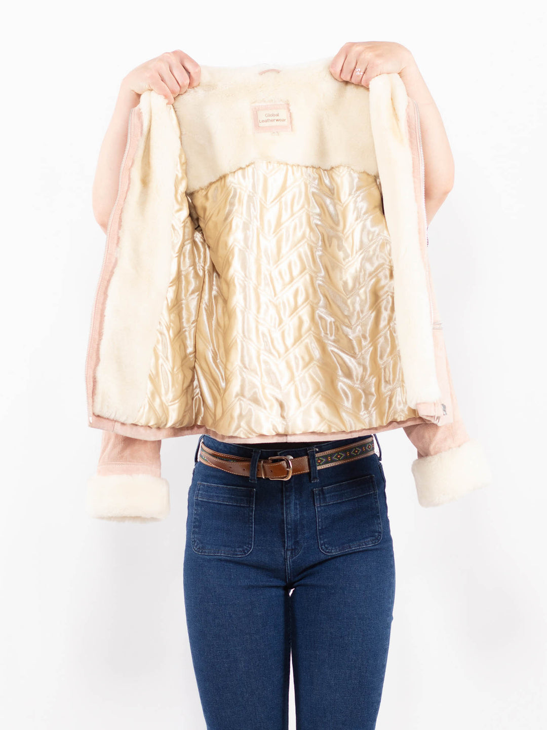 Vintage 00's Women Suede Sherpa Jacket in PinkA0402