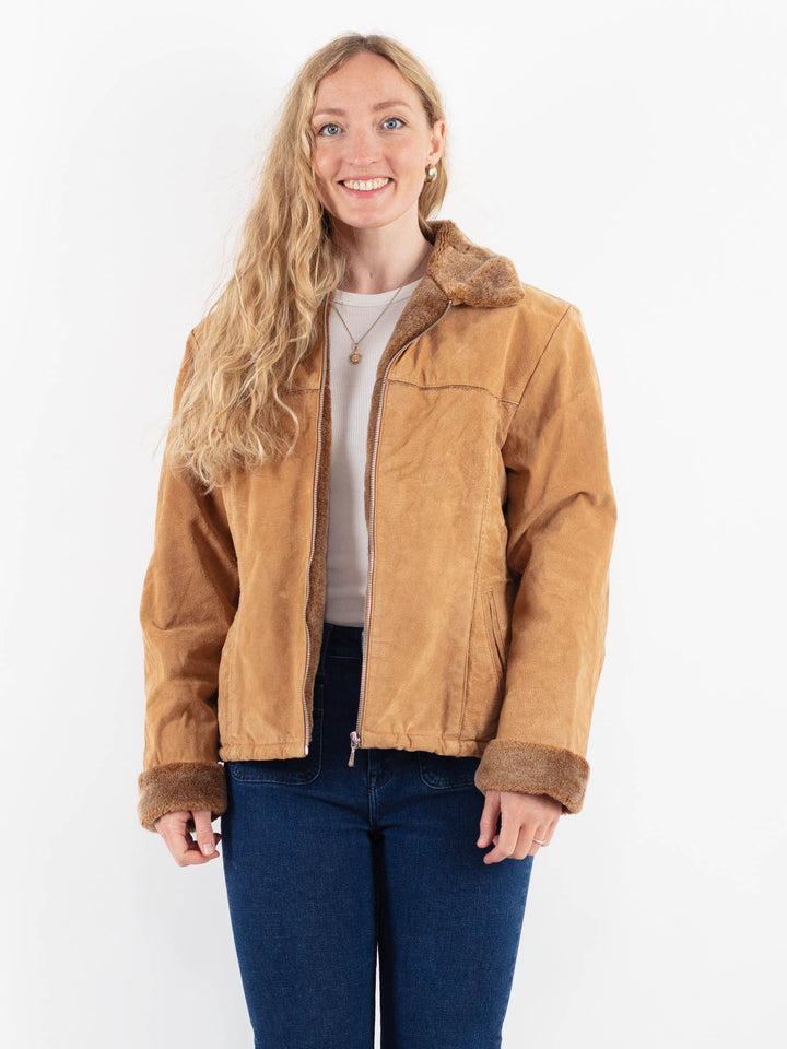 Vintage 00's Women Suede Sherpa Jacket in BeigeV9926