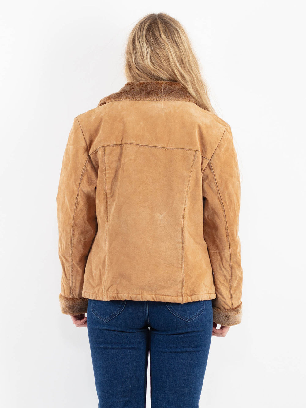 Vintage 00's Women Suede Sherpa Jacket in BeigeV9926
