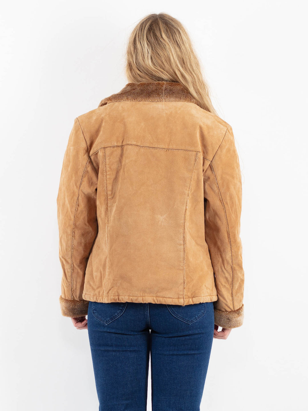 Vintage 00's Women Suede Sherpa Jacket in BeigeV9926
