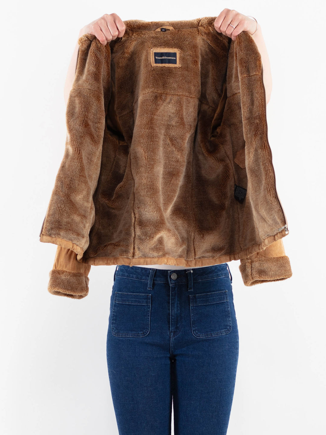 Vintage 00's Women Suede Sherpa Jacket in BeigeV9926