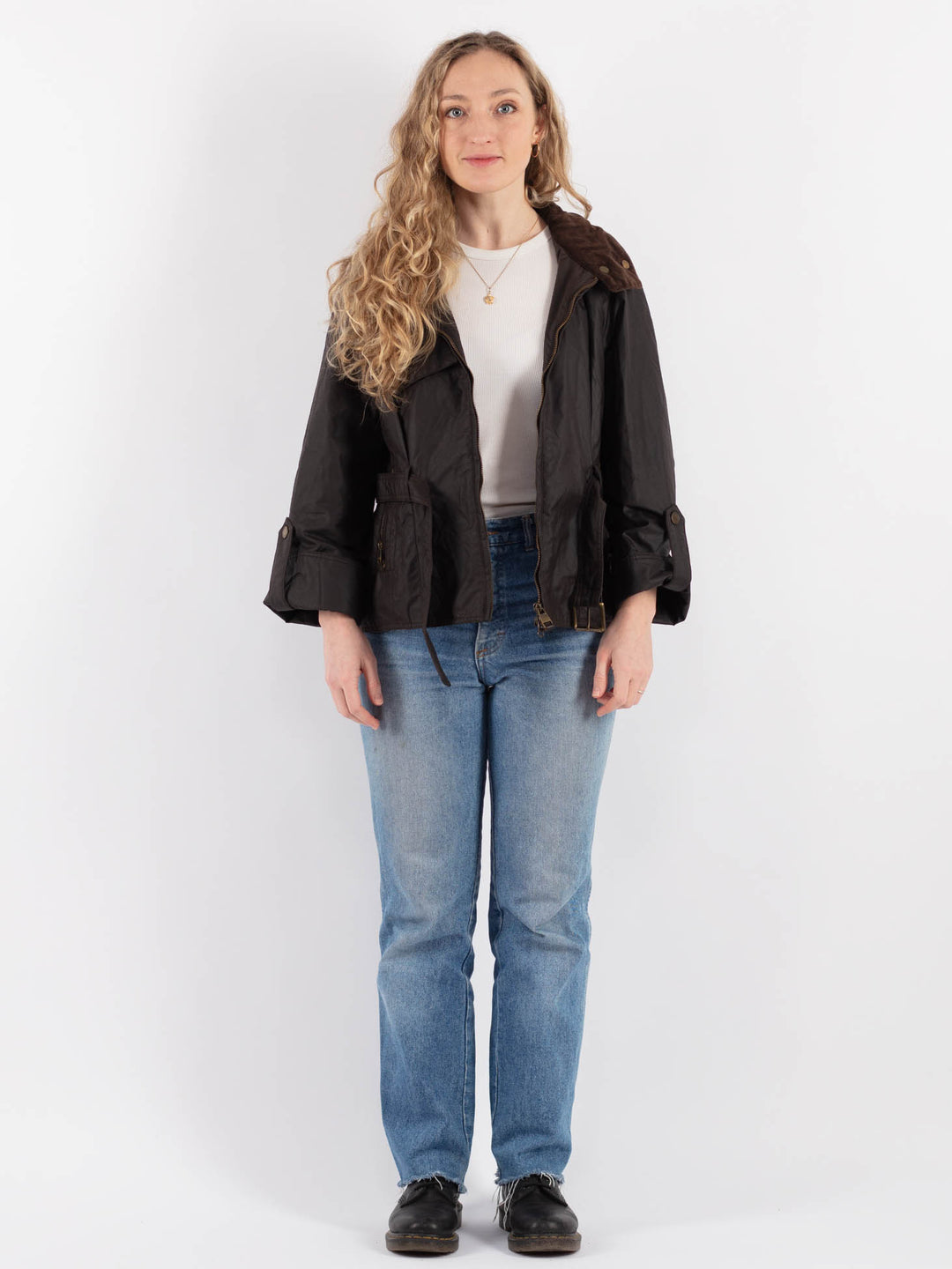 Vintage 00's Women Waxed Cotton Jacket in Brown - NorthernGrip