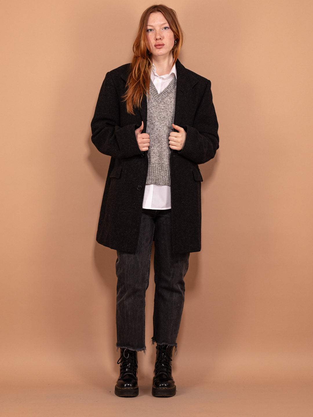 Vintage 00's Women Wool Blend Coat in Gray - NorthernGrip