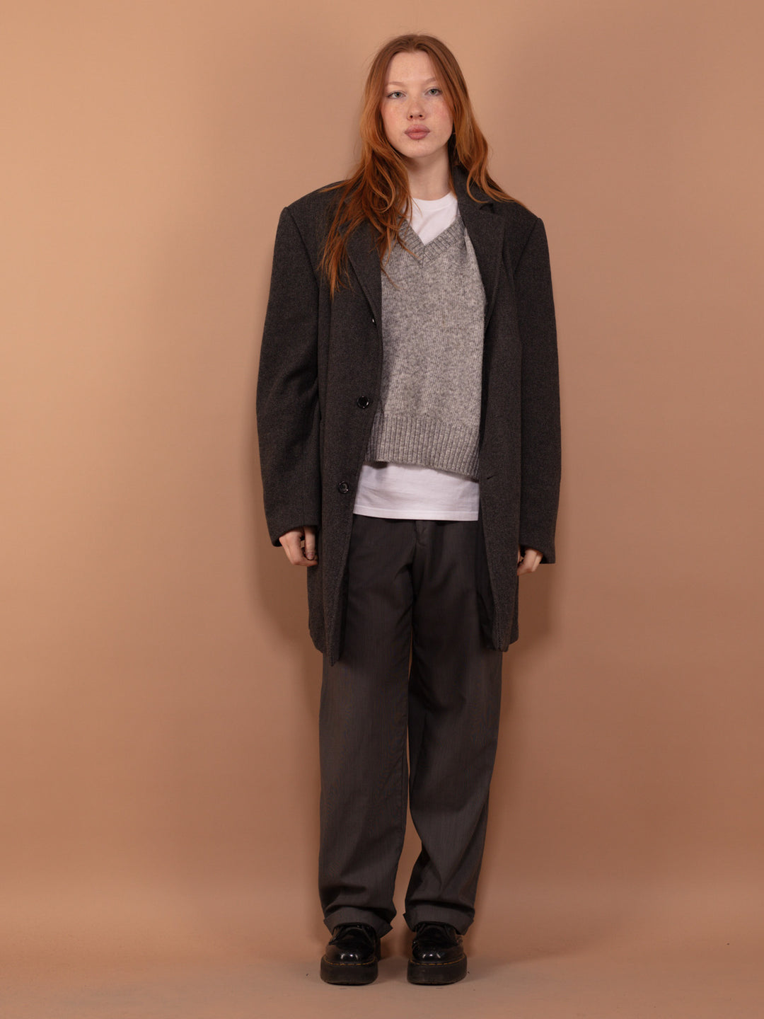 Vintage 00's Women Wool Blend Coat in Gray - NorthernGrip