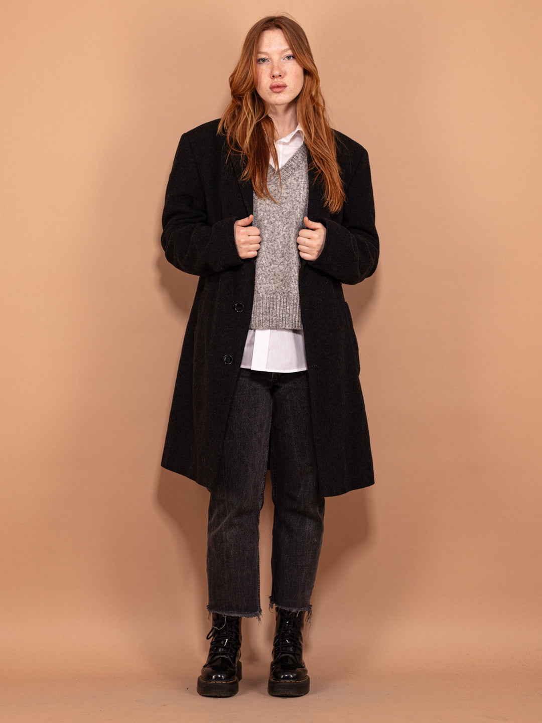 Vintage 00's Women Wool Blend Coat in Gray - NorthernGrip