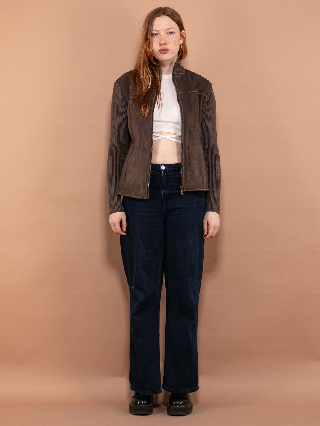 Vintage 00's Women Zip Up Cardigan in Brown - NorthernGrip