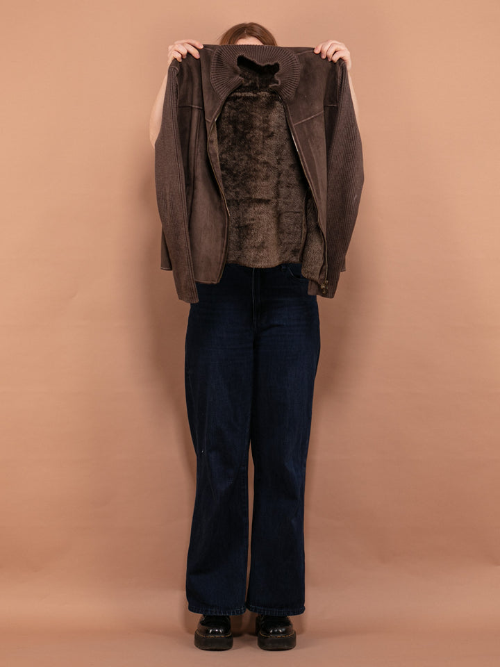 Vintage 00's Women Zip Up Cardigan in Brown - NorthernGrip