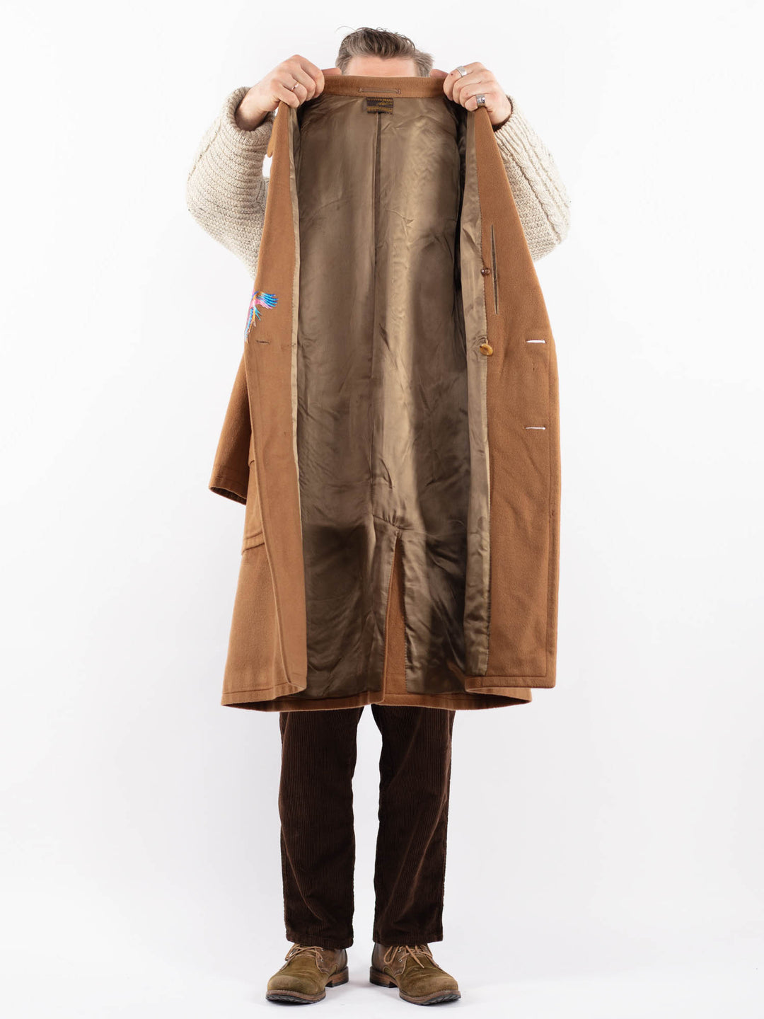 Vintage 60's Men Wool Blend Coat in BeigeZ1630