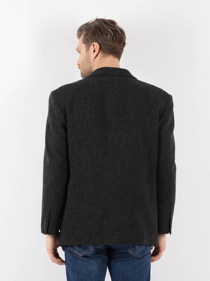 Vintage 70's Men Wool Blazer Jacket in GrayZ1192