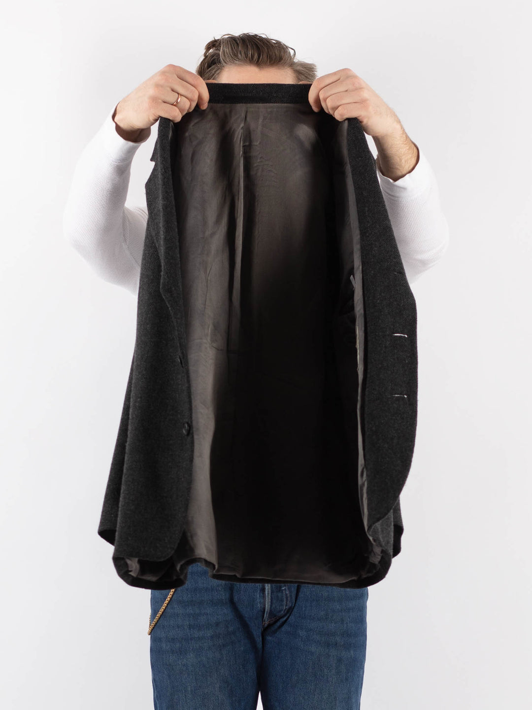 Vintage 70's Men Wool Blazer Jacket in GrayZ1192