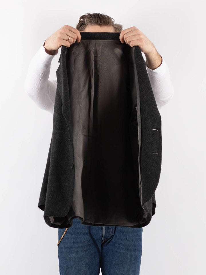 Vintage 70's Men Wool Blazer Jacket in GrayZ1192