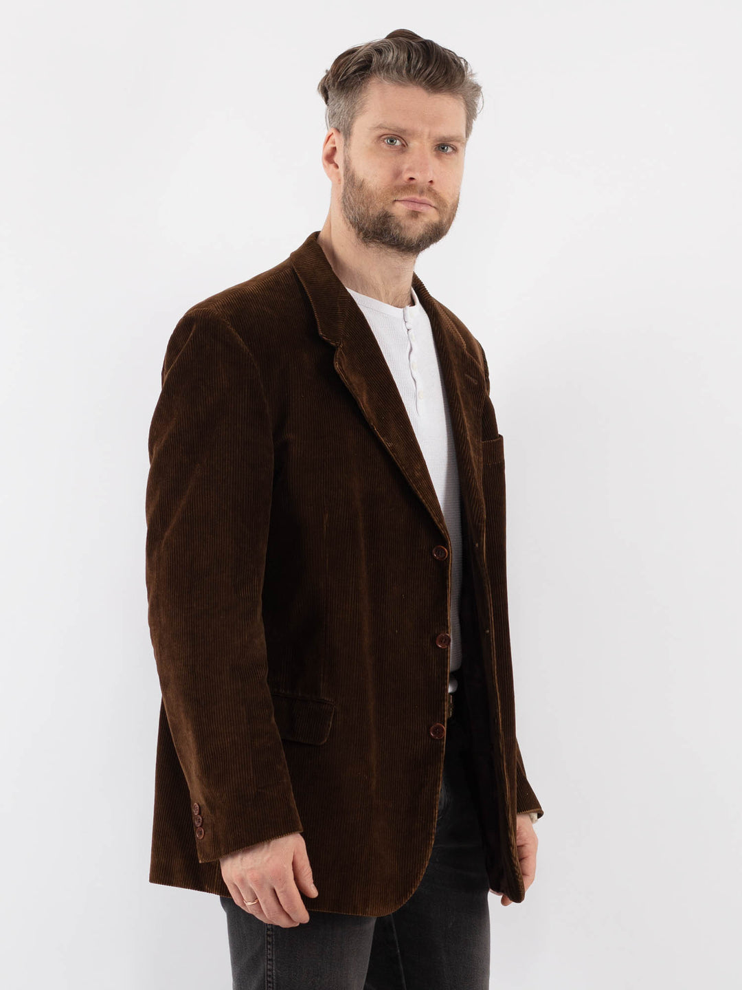 Vintage 70's Men Corduroy Blazer Jacket in BrownZ983