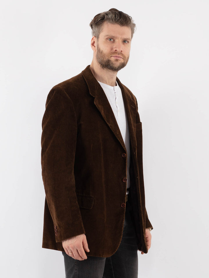 Vintage 70's Men Corduroy Blazer Jacket in BrownZ983
