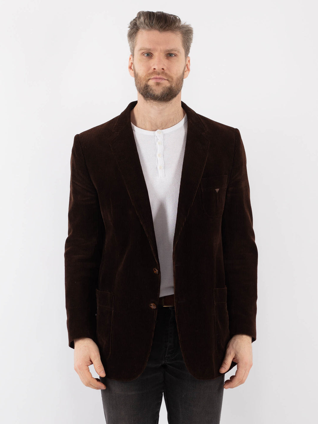 Vintage 70's Men Corduroy Blazer Jacket in BrownZ984
