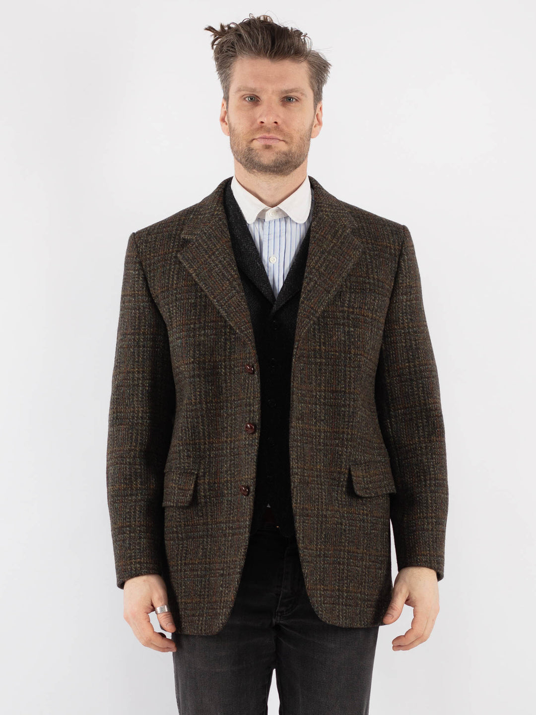 Vintage 70's Men Harris Tweed Jacket in Green (šujas, atstāt draftos) - NorthernGrip