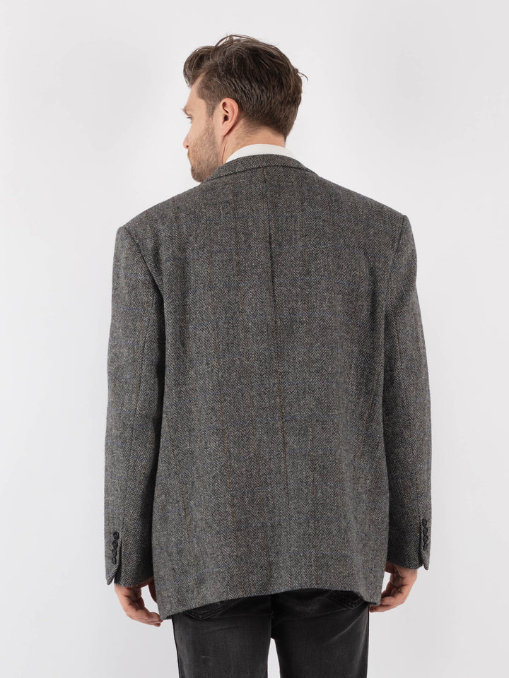 Vintage 70's Men Harris Tweed Jacket in GrayZ173