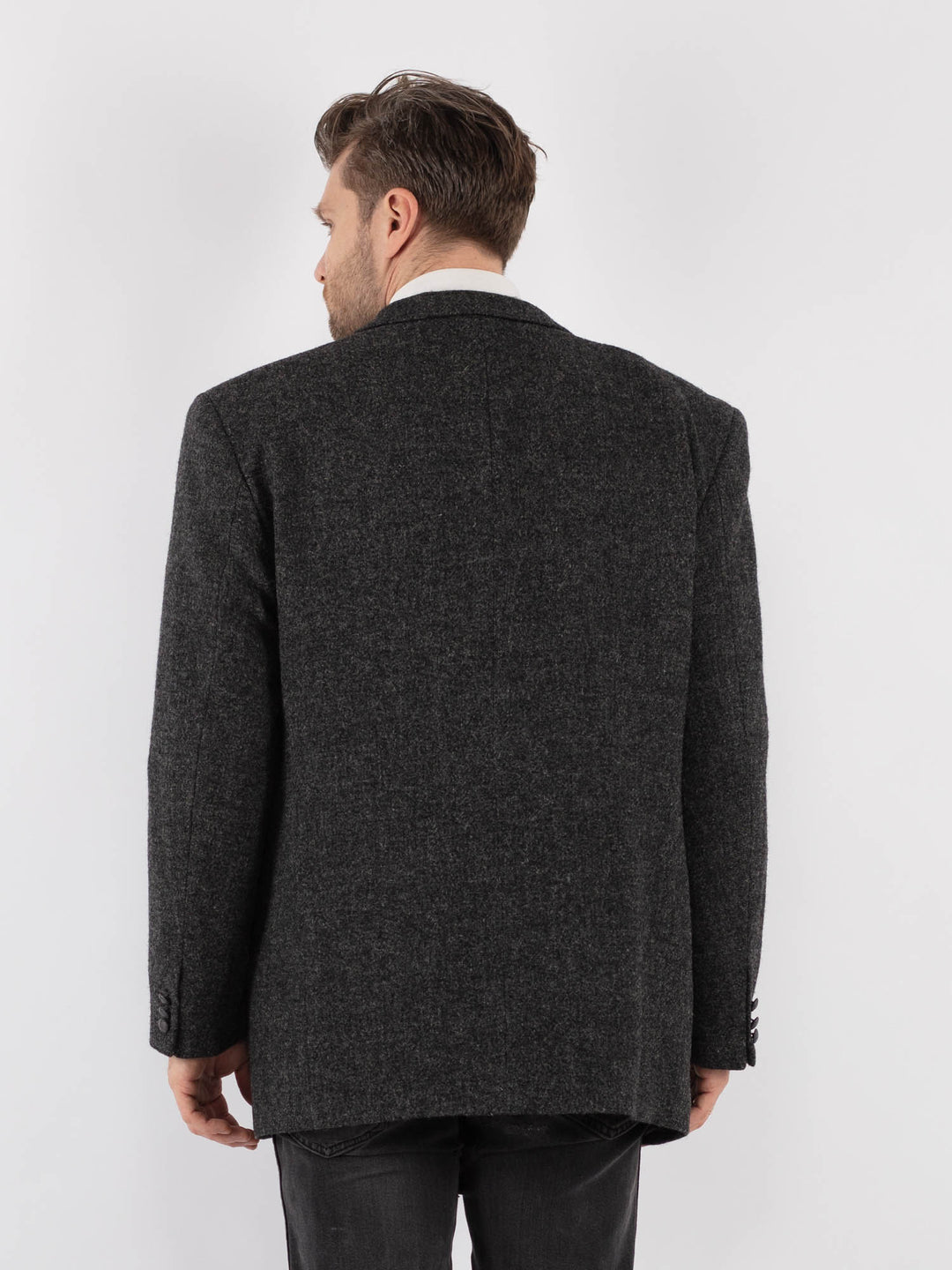 Vintage 70's Men Harris Tweed Jacket in GrayZ724