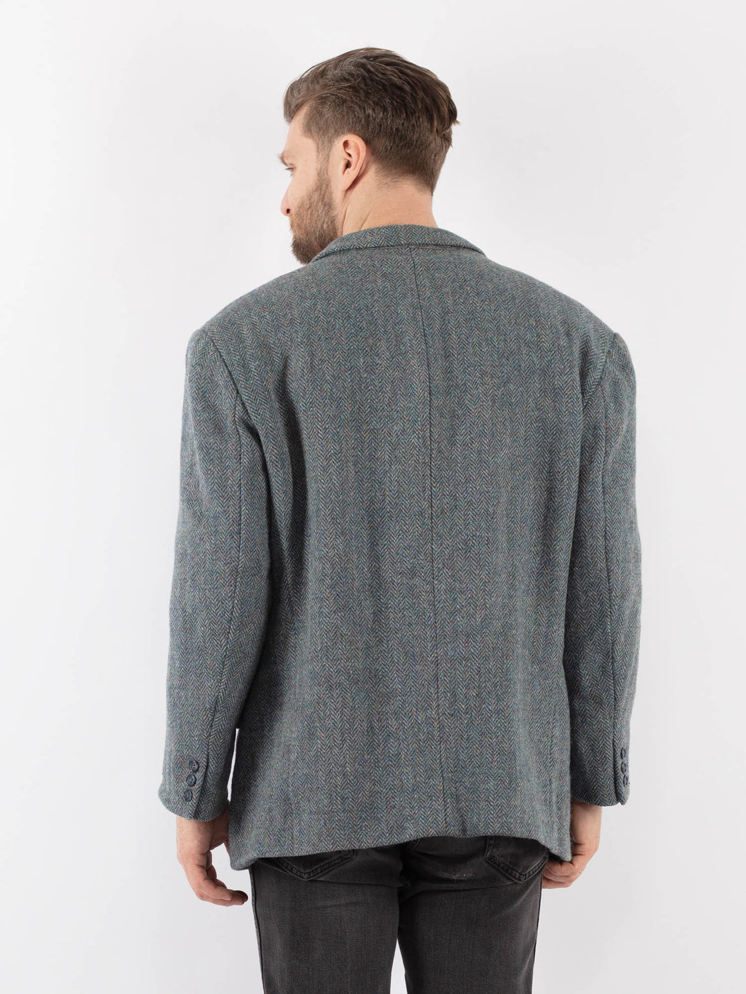 Vintage 70's Men Harris Tweed Jacket in BlueZ982